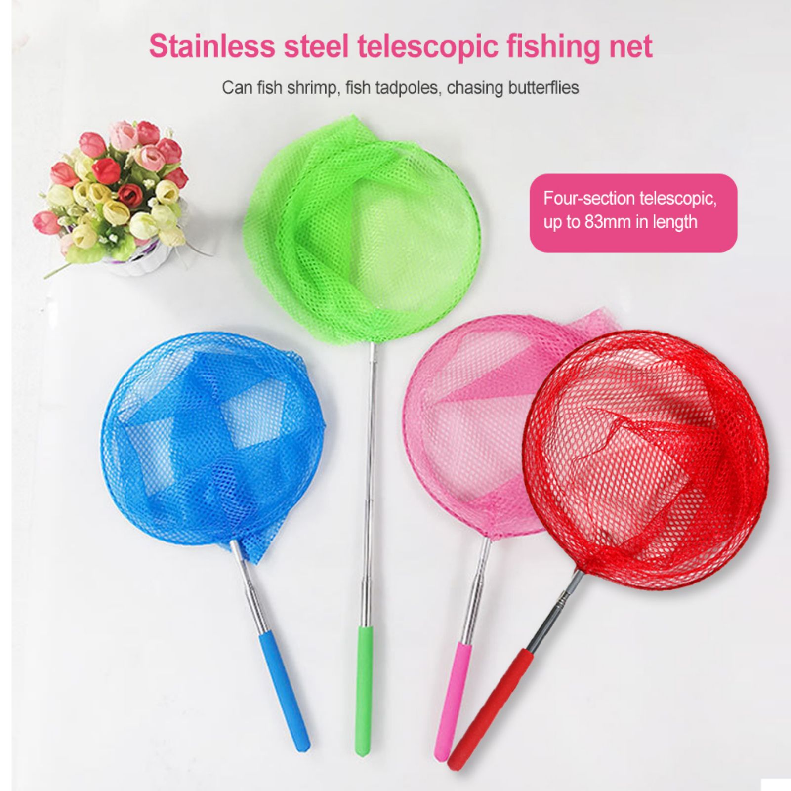 Landing Net Telescopic - Mini siatka wędkarska kolorowa antypoślizgowa siatka