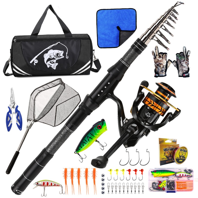 Landing Net Telescopic - Zestaw wędkarski z włókna węglowego z